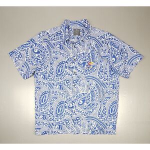 Colosseum Kansas Jayhawks Hawaiian Shirt‎ Mens 2XL. Tribel Blue White Button Up